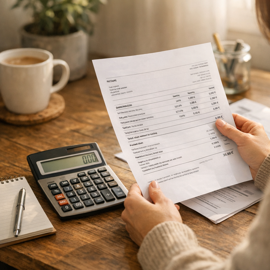 Cas pratique&nbsp;: lire une facture avant de lancer le calculateur