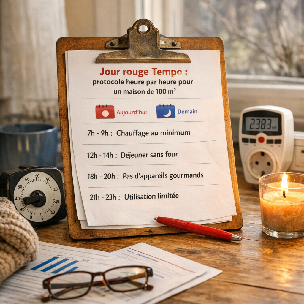 Jour rouge Tempo&nbsp;: protocole heure par heure pour une maison de 100 m²