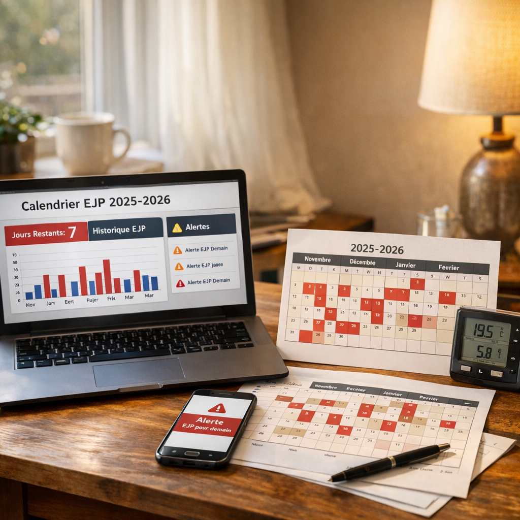 Calendrier EJP 2025-2026&nbsp;: jours restants, historique et alertes
