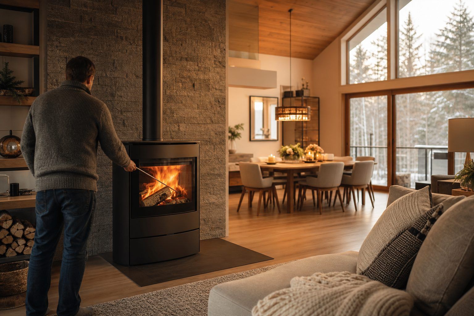 Installation du poêle et diffusion de la chaleur dans la maison