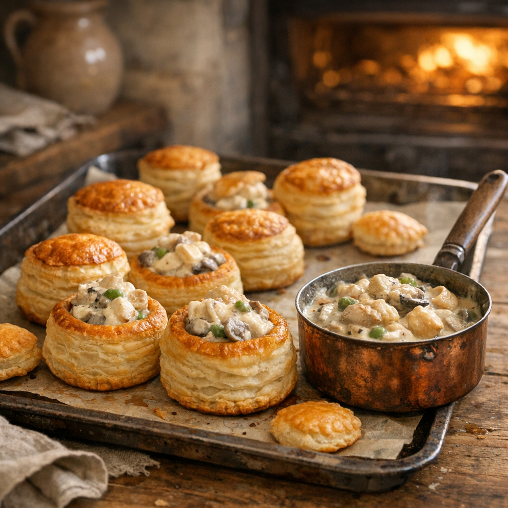 Le réchauffage d’une bouchée à la reine : four doux, feuilleté sec