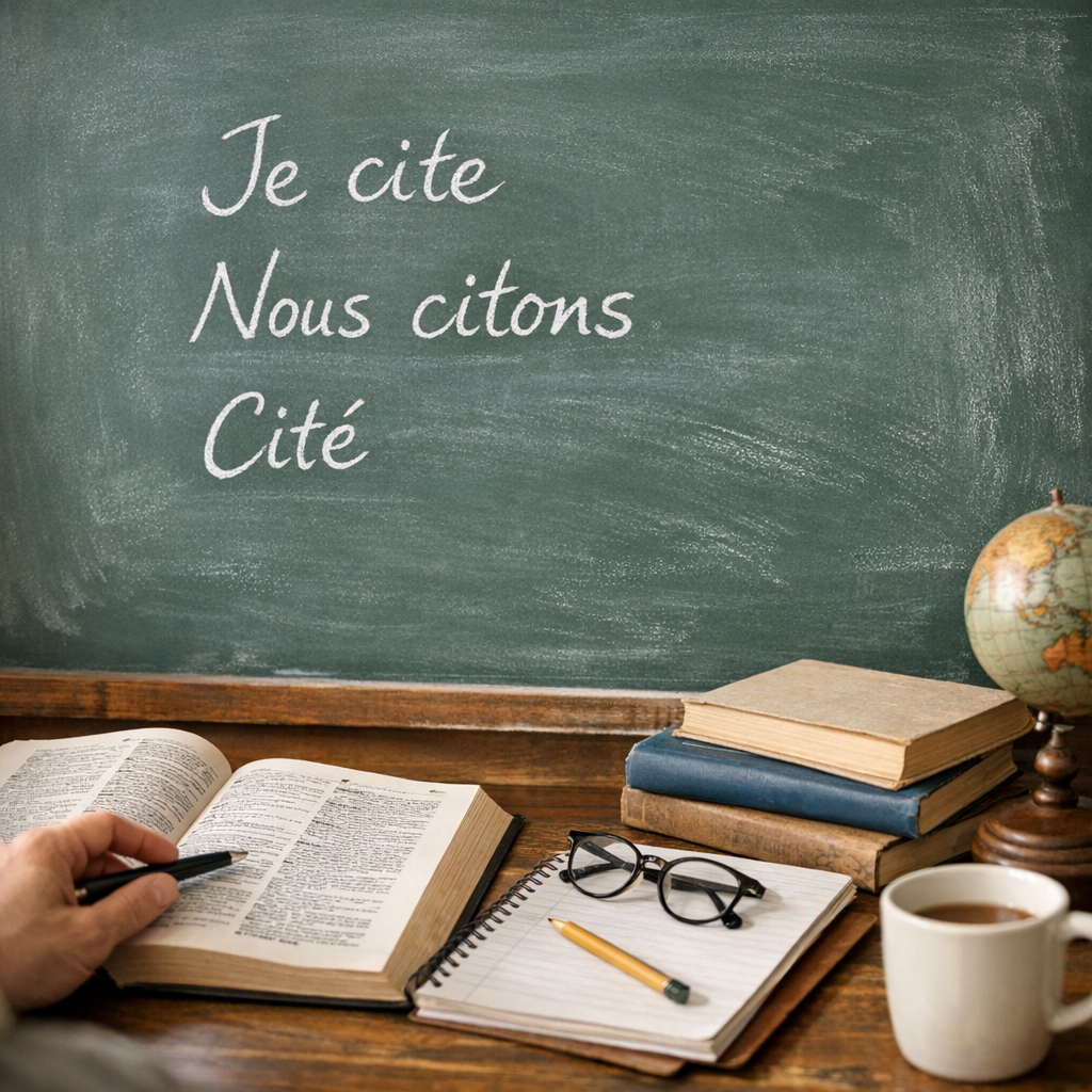 Conjugaison du verbe citer : je cite, nous citons, cité