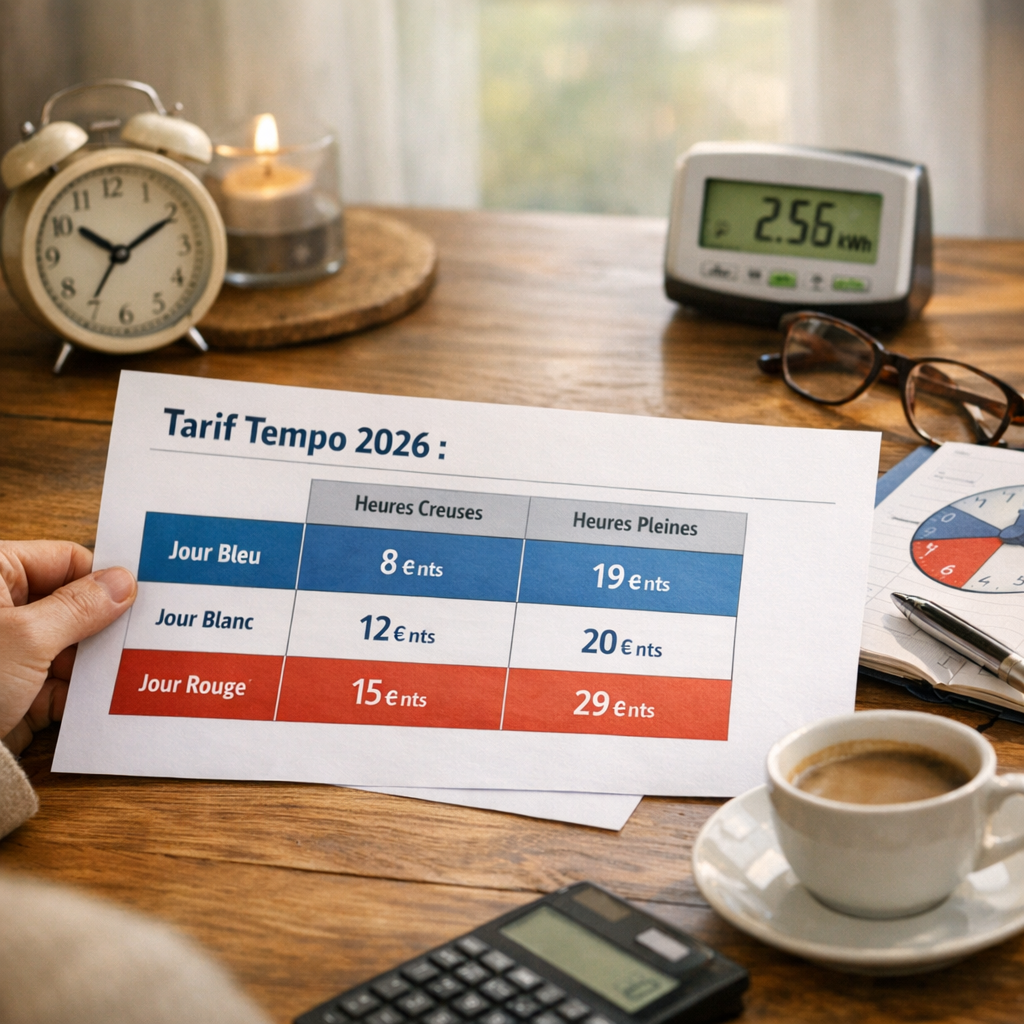 Tarif Tempo 2026 : comparer le prix du kWh selon la couleur et l’heure
